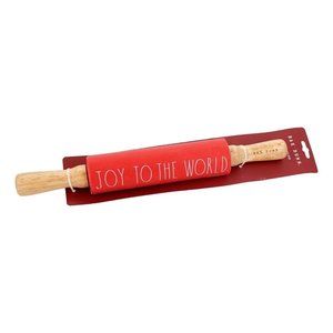 Rae Dunn Joy To The World Rolling Pin Red Holiday Season Baking Wood